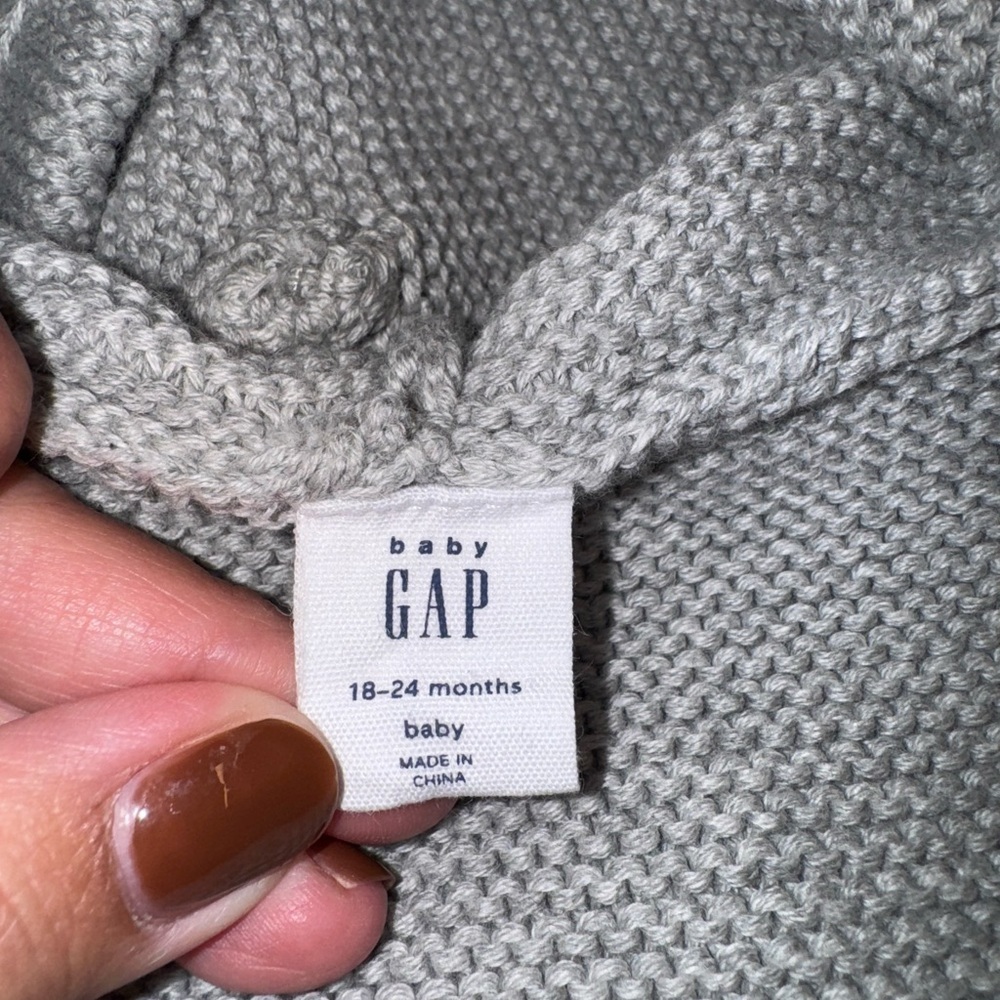 GAP Baby Teddy Bear Gray Knit Jacket - Picture 6 of 6